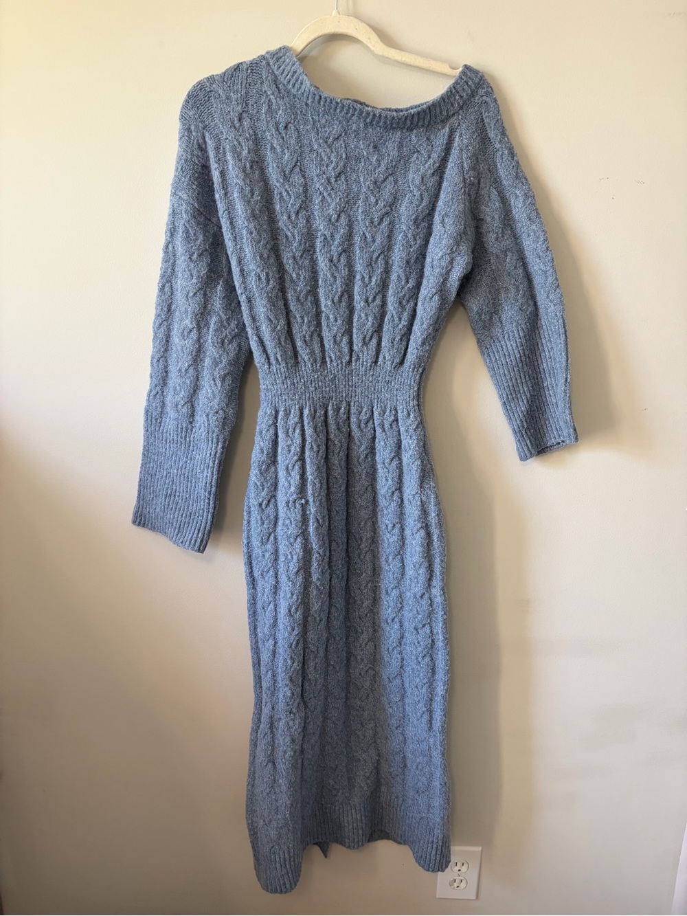 Source Unknown Cable Knit Midi Dress - Light Blue